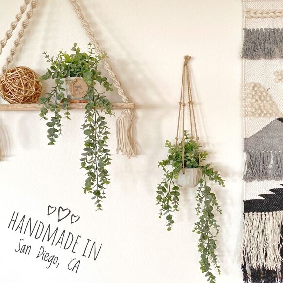 Ursinas Other - 2x Hanging Faux Eucalyptus Plant in Handmade Concrete Pot